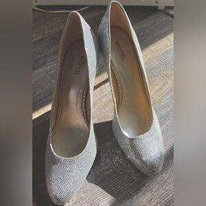 MICHAEL KORS  silver sparkle pumps